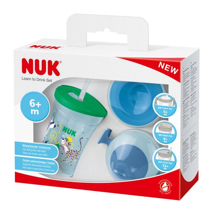 NUK Set za učiti piti sa nastavcima, Plavi