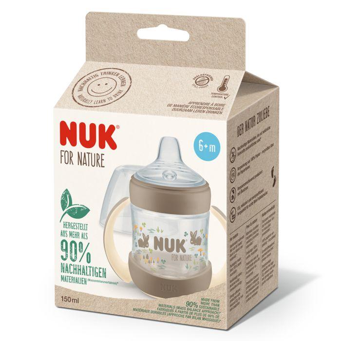 NUK For Nature boca za učiti piti sa indikatorom temperature 150 ml, Smeđe boje