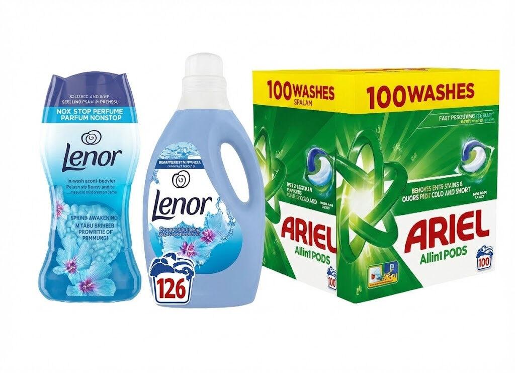 Ariel & Lenor Spring Set za Pranje Veša 3u1, 100 kapsula + perle + omekšivač