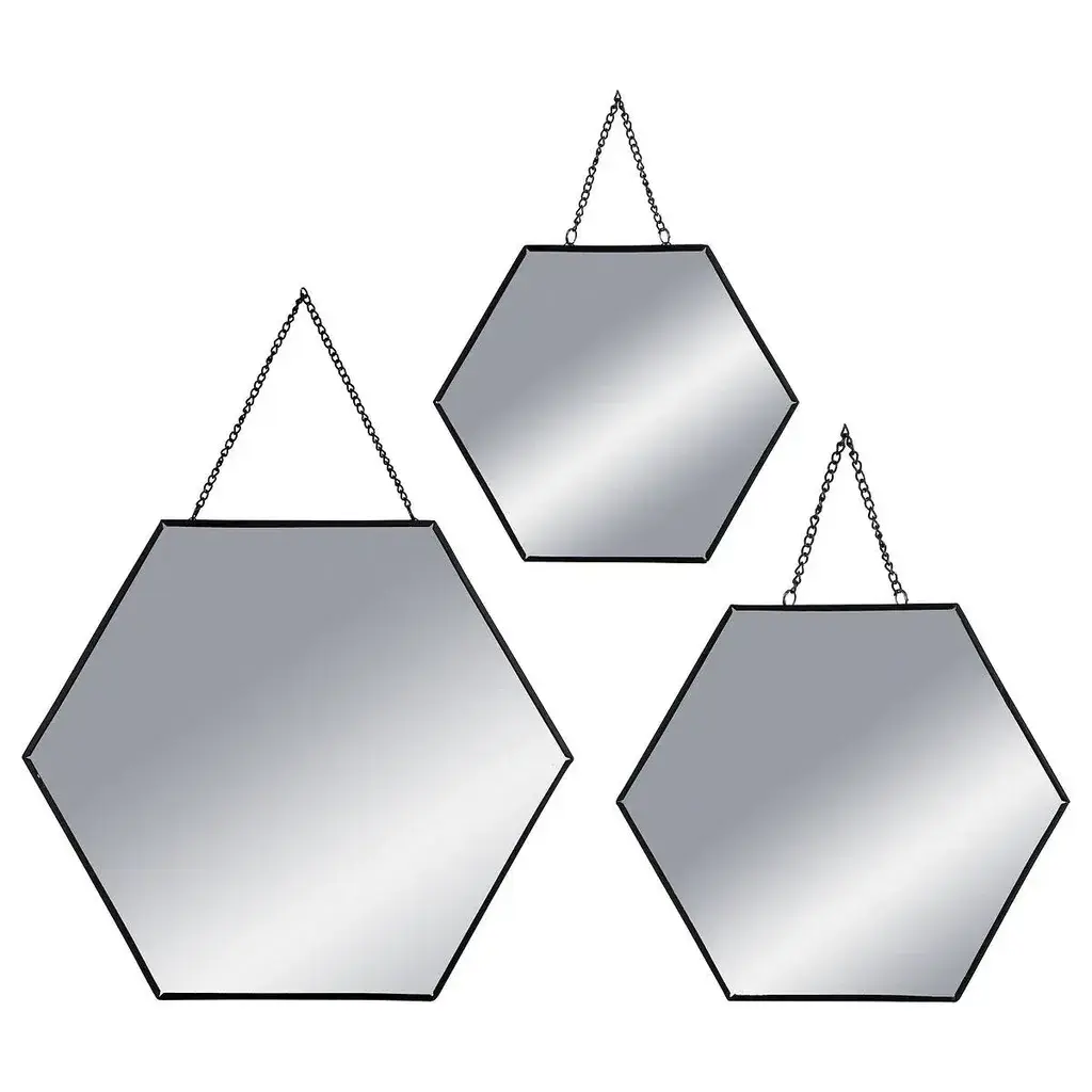 Atmosphera Ogledalo Hexagonal, 30x0.4x25.8 cm, 3 Komada, Crni