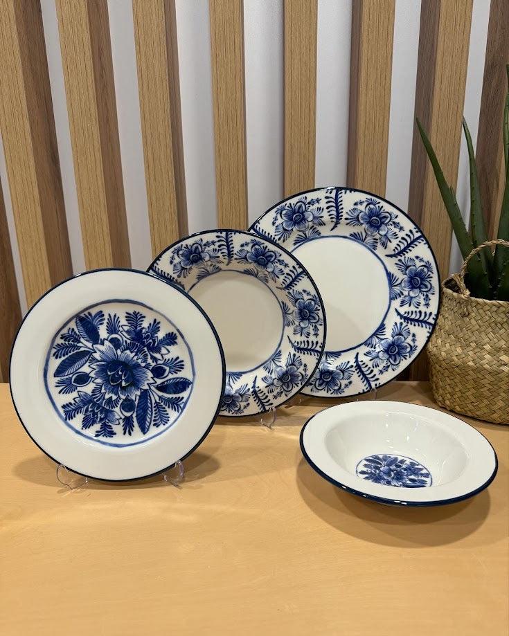 Milleryt Keramički setovi za ručavanje  Blue daisy 313 2 por-0064, 24 komada, Plavo-bijeli