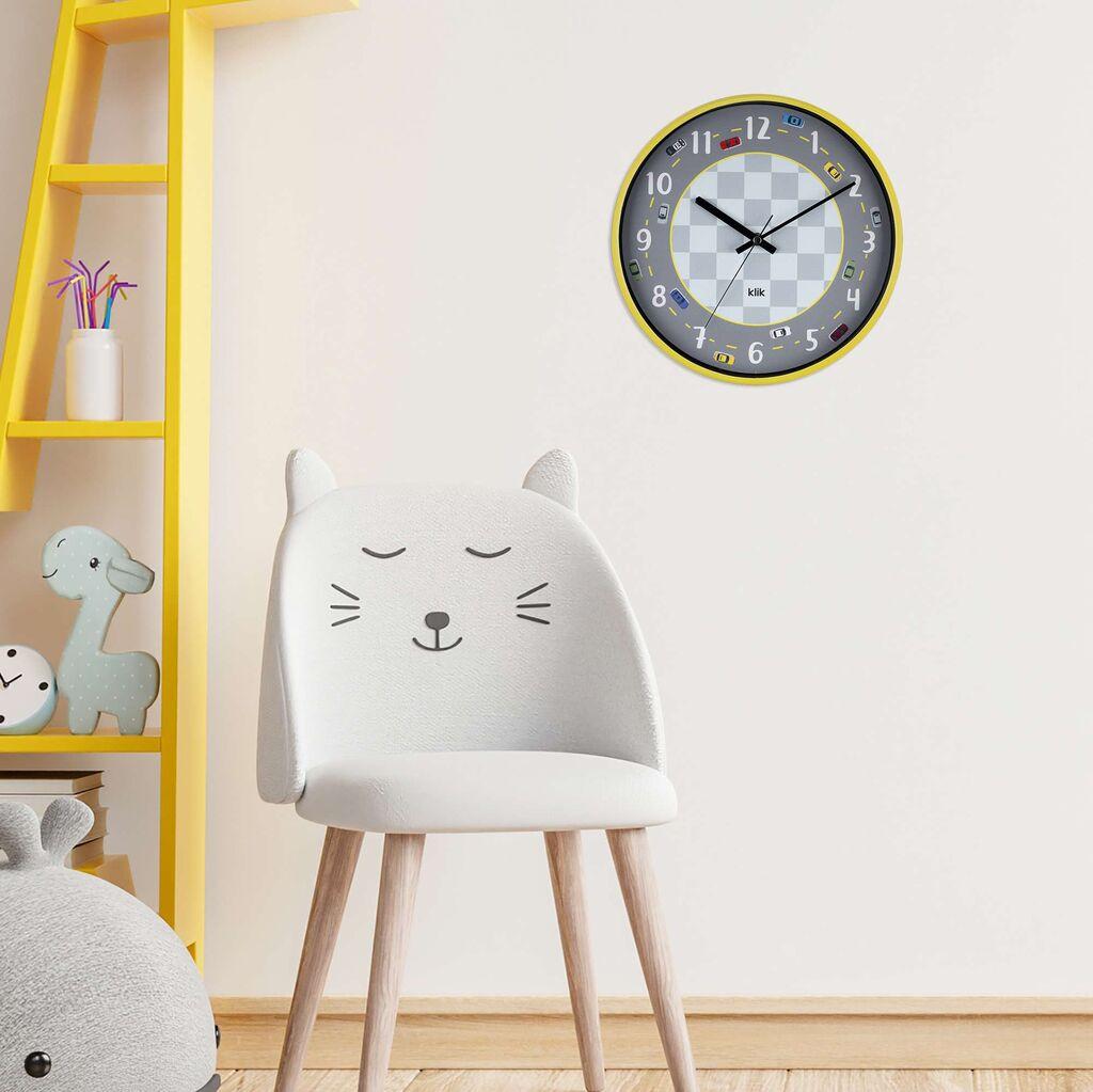 Zidni sat Wallity Rally, 30,5x30,5 cm, žuti