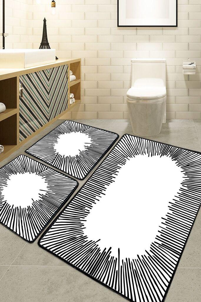 L'essentiel Maison Set prostirki za kupatilo Somber, 3 Komada, Bijela