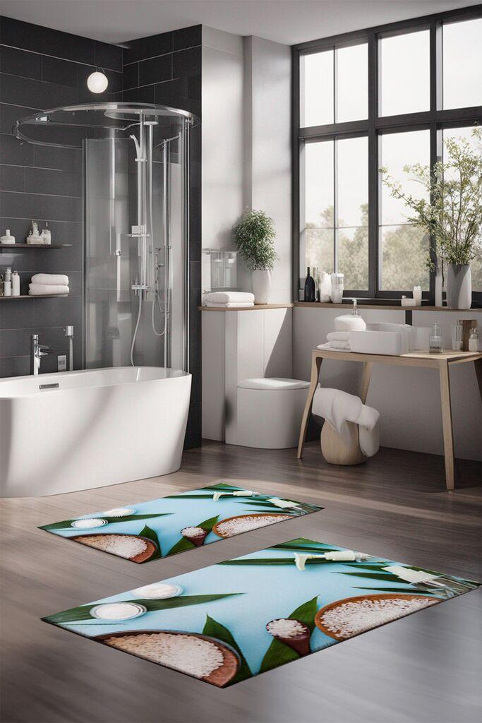 L'essentiel Maison Set tepiha za kupatilo CT-5194, 2 komada, svijetloplava