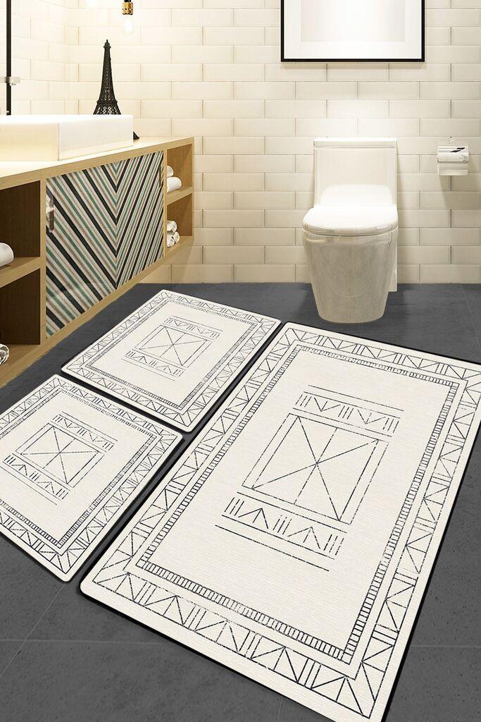 L'essentiel Maison Touch set tepiha za kupatilo, 3 komada, bijela