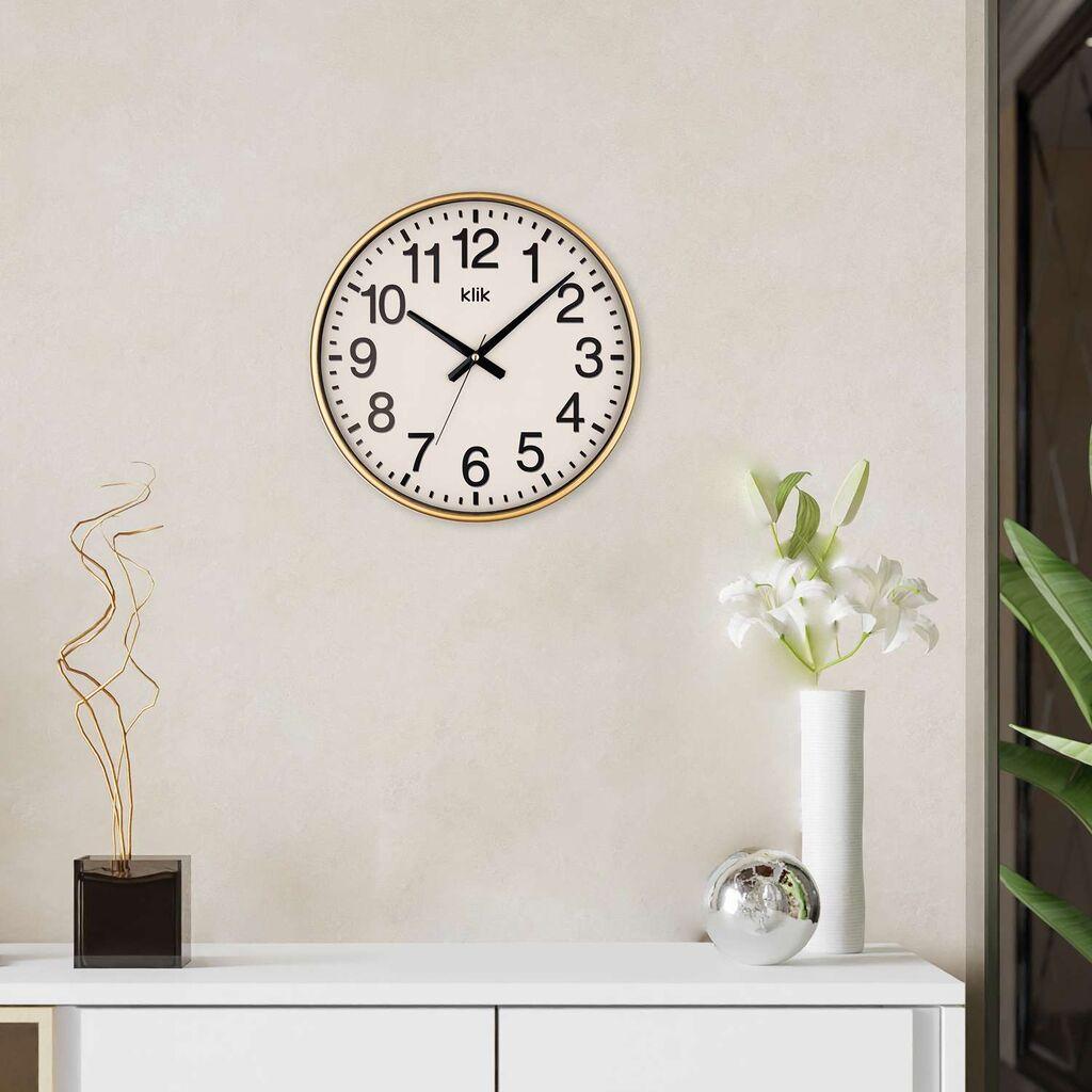 Zidni sat Wallity Simplex, 38x38 cm, zlatne boje