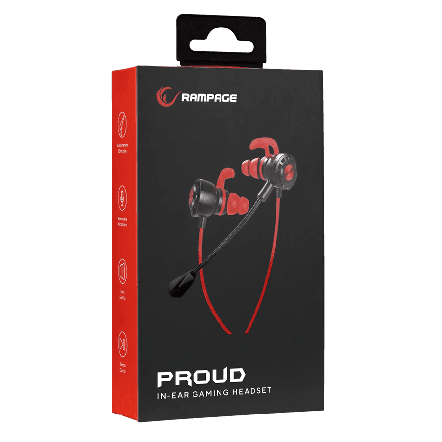 Rampage Gaming slušalice sa mikrofonom RM-K36 PROUD 35238, 3.5mm, Gaming Red In-Ear Headphone, Dual Mic, Detachable long mic