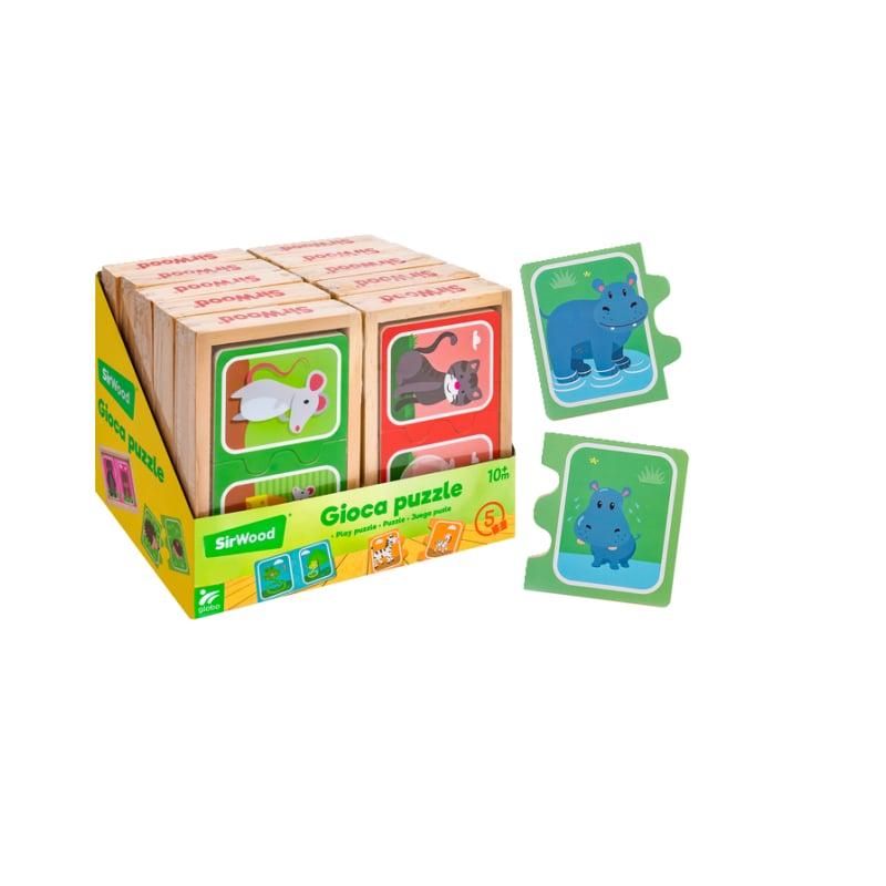 GLOBO Sir Wood Drvene puzzle životinje, Šarena