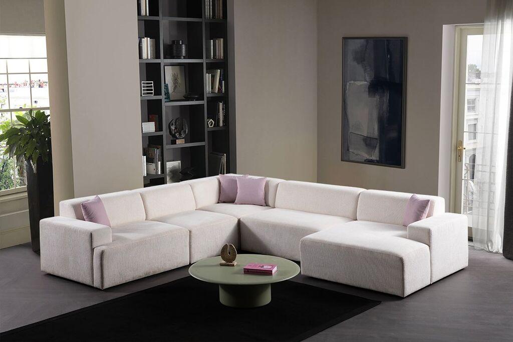 Atelier del Sofa Kutna sofa Melva, 305x340x145 cm, Bijela