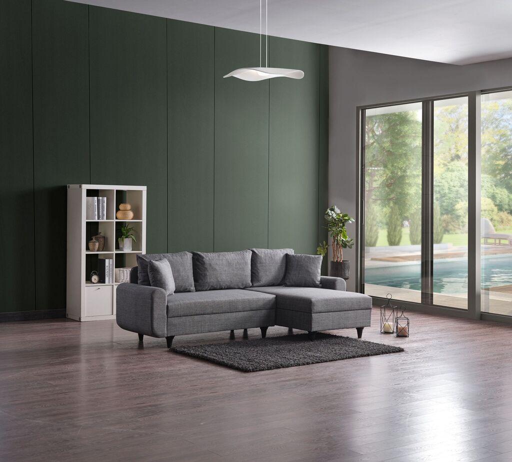 Atelier del Sofa Ugaona sofa na razvlačenje Flavia, 230x72x125 cm, Siva
