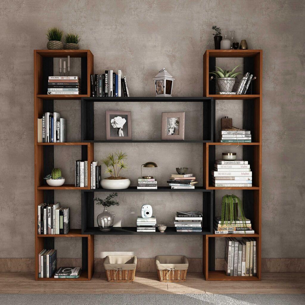 Hanah Home Bookshelf CPT6012-200114-190x200x25 cm, Smeđa