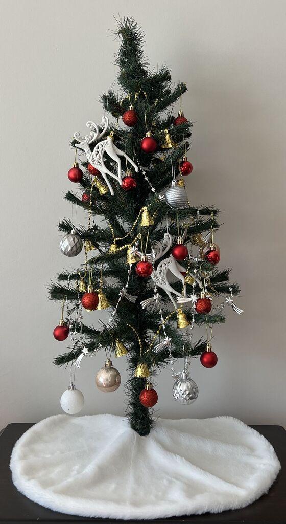 Aberto Design Tepih za novogodišnju jelku Plišani Božić, 50x50 cm, Bijeli