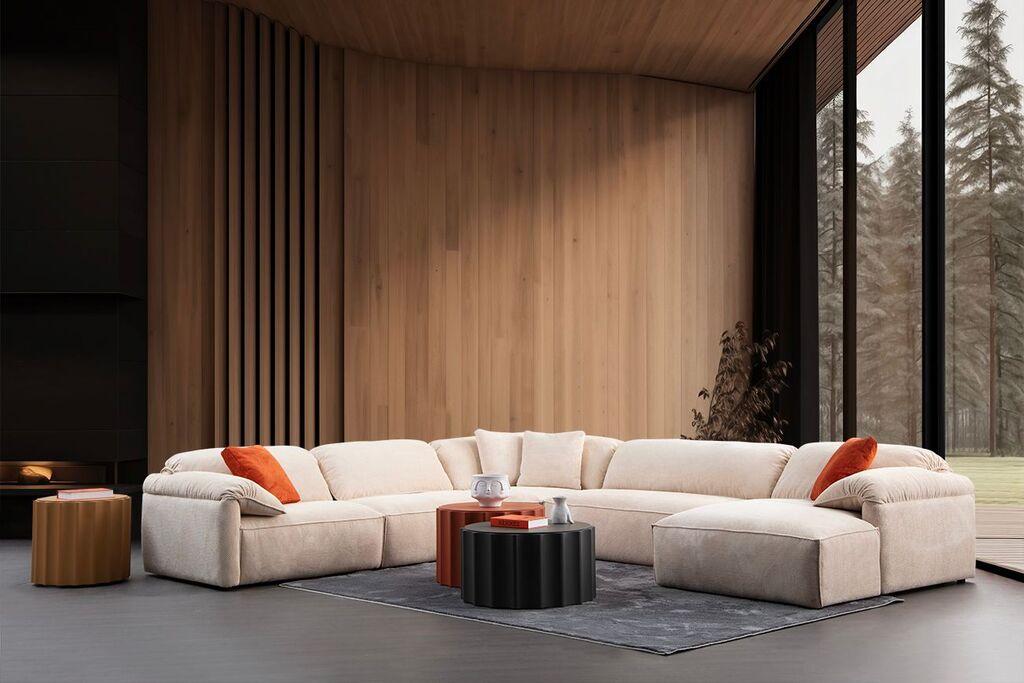 Atelier del Sofa Kutna garnitura Flamingo, 335x385x80 cm, Krem