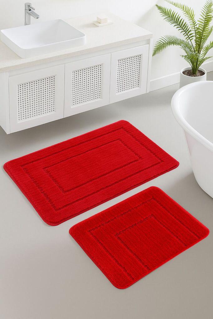 L'essentiel Maison Set prostirki za kupatilo Cerceve, 2 komada, Crveni