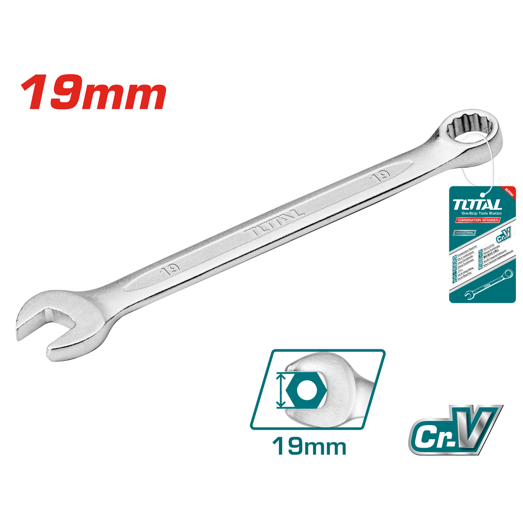 Total Tools Viljuškasto-okasti ključ, 19 mm, Plavi