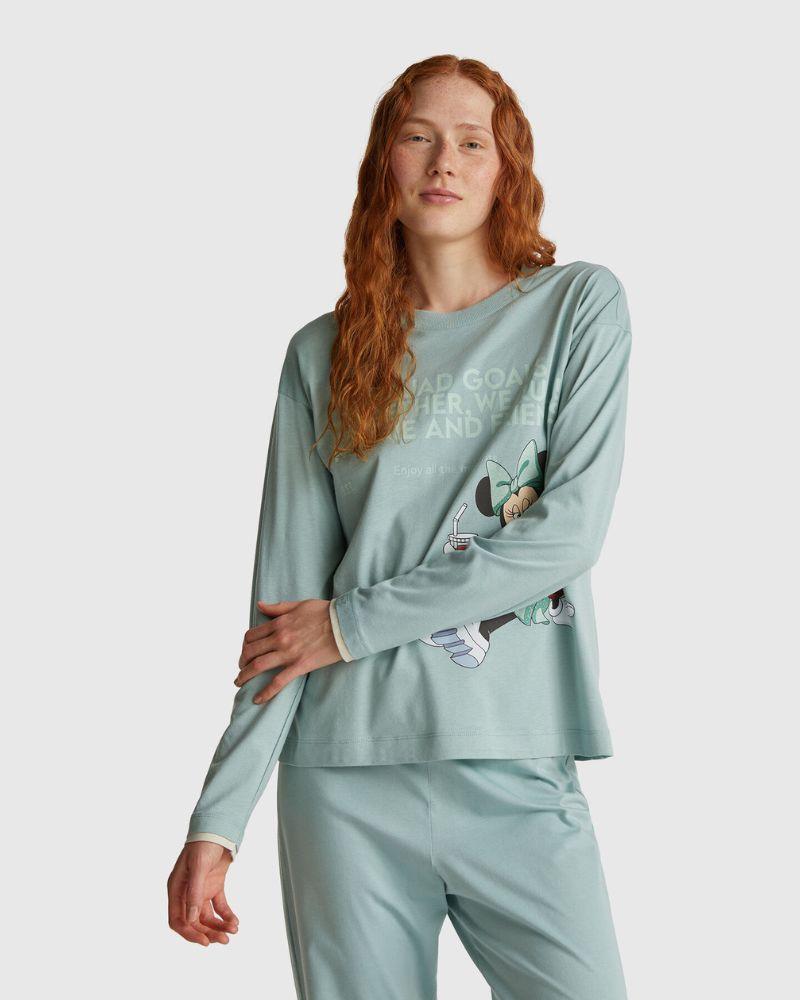 Benetton Ženski gornji deo pidžame 3Y5E3M07Q-30V-L, Plavi