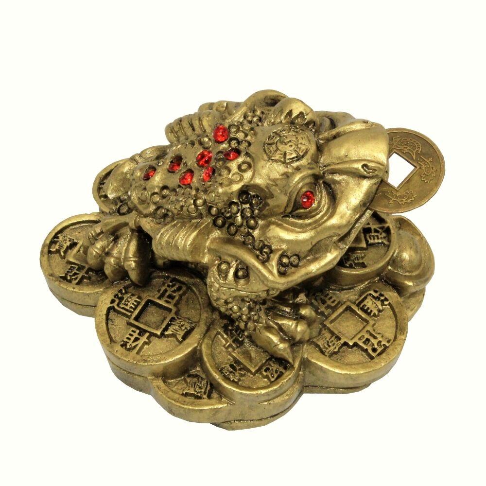 Feng shui figura Tronoga žaba 9137151, Zlatna
