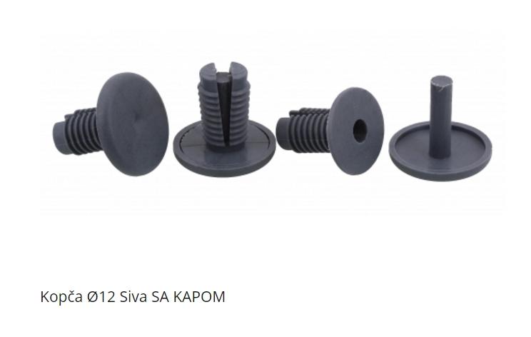 Kopča Tapacirunga Univerzalna Sa Kapom Fi12Mm Siva