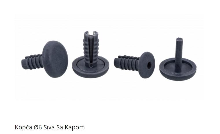 Kopča Tapacirunga Univerzalna Sa Kapom Fi6Mm Siva