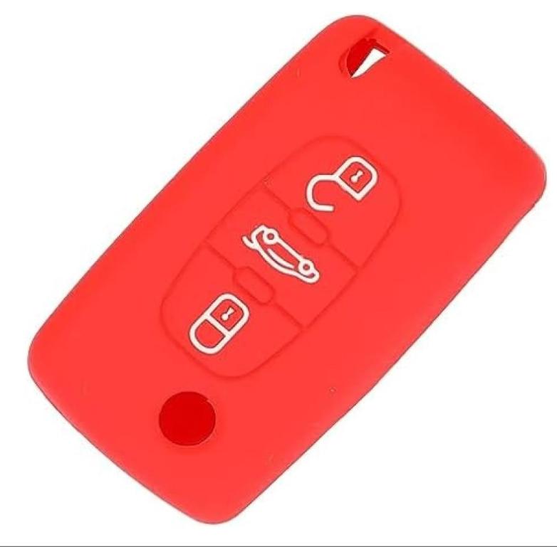 Navlaka Za Ključ Silikonska Peugeot Tip 6 Crvena (Tri Tipke)