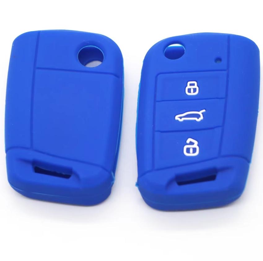 Navlaka Za Ključ Silikonska Vw Tip 16 Plava (Tri Tipke)