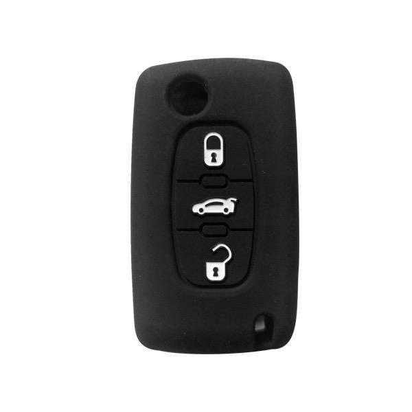 Navlaka Za Ključ Silikonska Peugeot Tip 2 Crna (Tri Tipke)