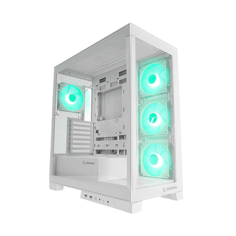 Rampage Kućište gaming Hydra V2 39990, Type-C+USB3.0, 4*ARGB Infinity Fan+Hub E-ATX, Bijelo