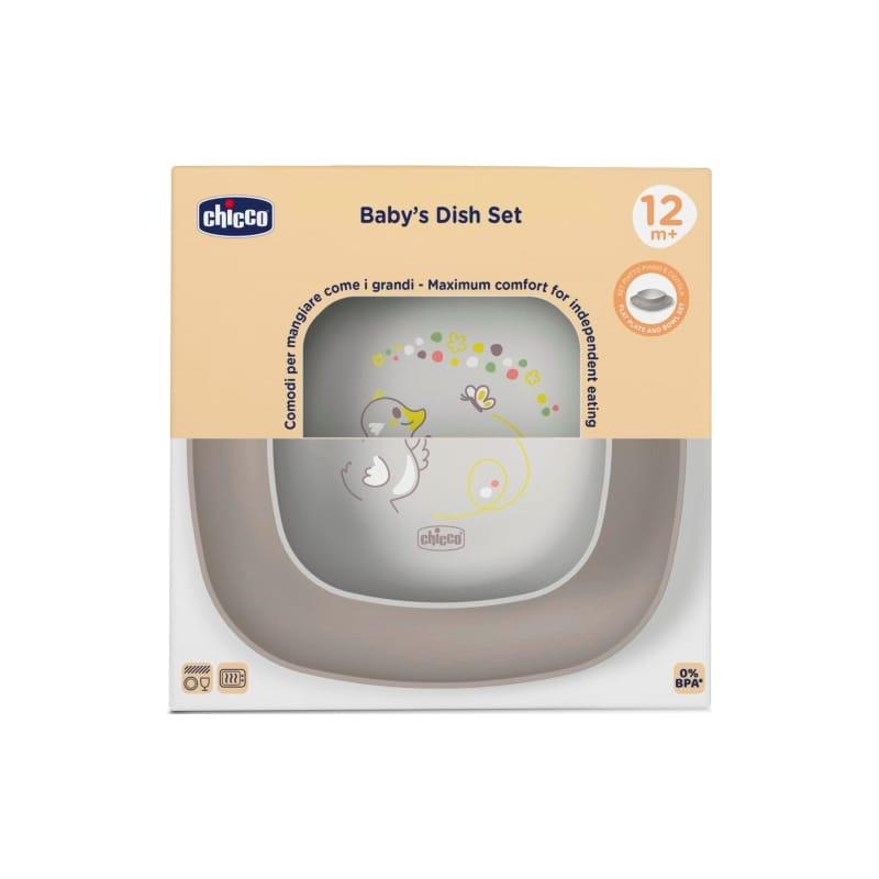Chicco Set tanjura za jelo, 12m+, Sivi