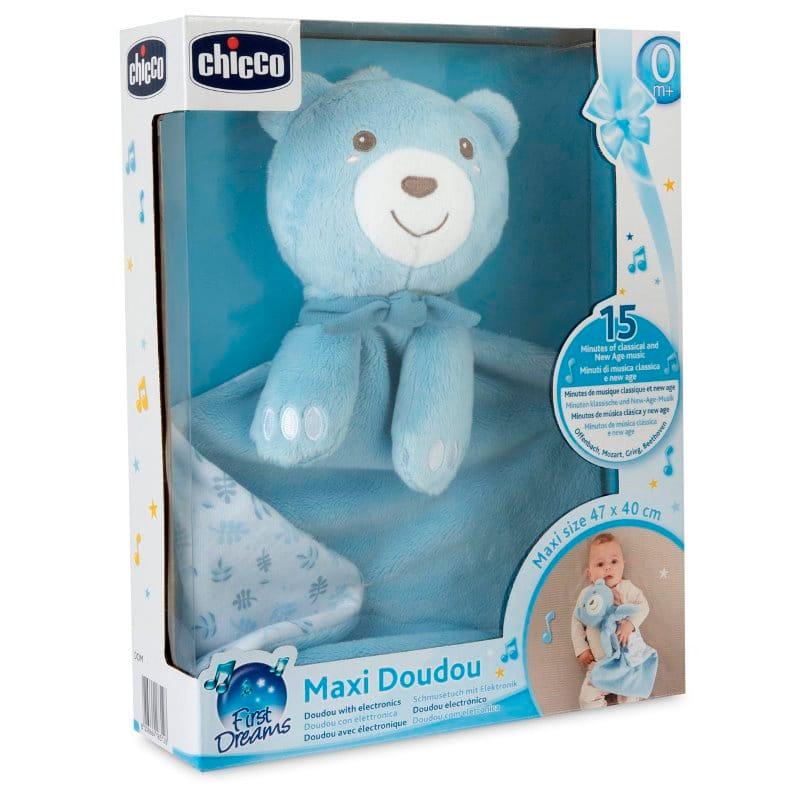 Chicco Posteljina za bebe sa plišanom igračkom Poplun Medvjedić, 0m+, Plavi