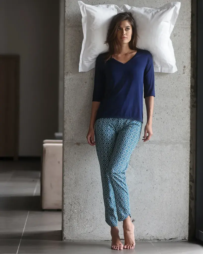 Alma Ras Ženska pidžama Eda, 3/4 Rukav, Teget