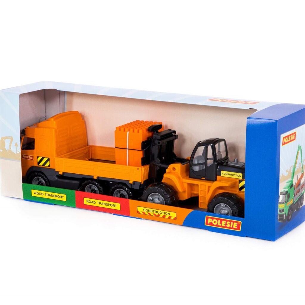 Polesie  Set Kamion+viličar , Narandžasto-crni