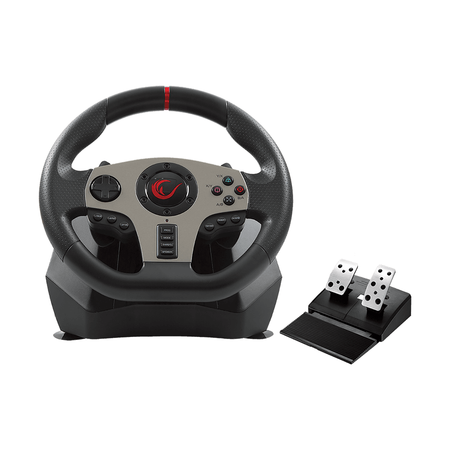 Rampage Volan i pedale gaming V900-S 32939, PS3/PS4/PC/XBOXONE/XBOX360/SWITCH, 6 in 1 Pedal Racing/Steering Wheel, Crni