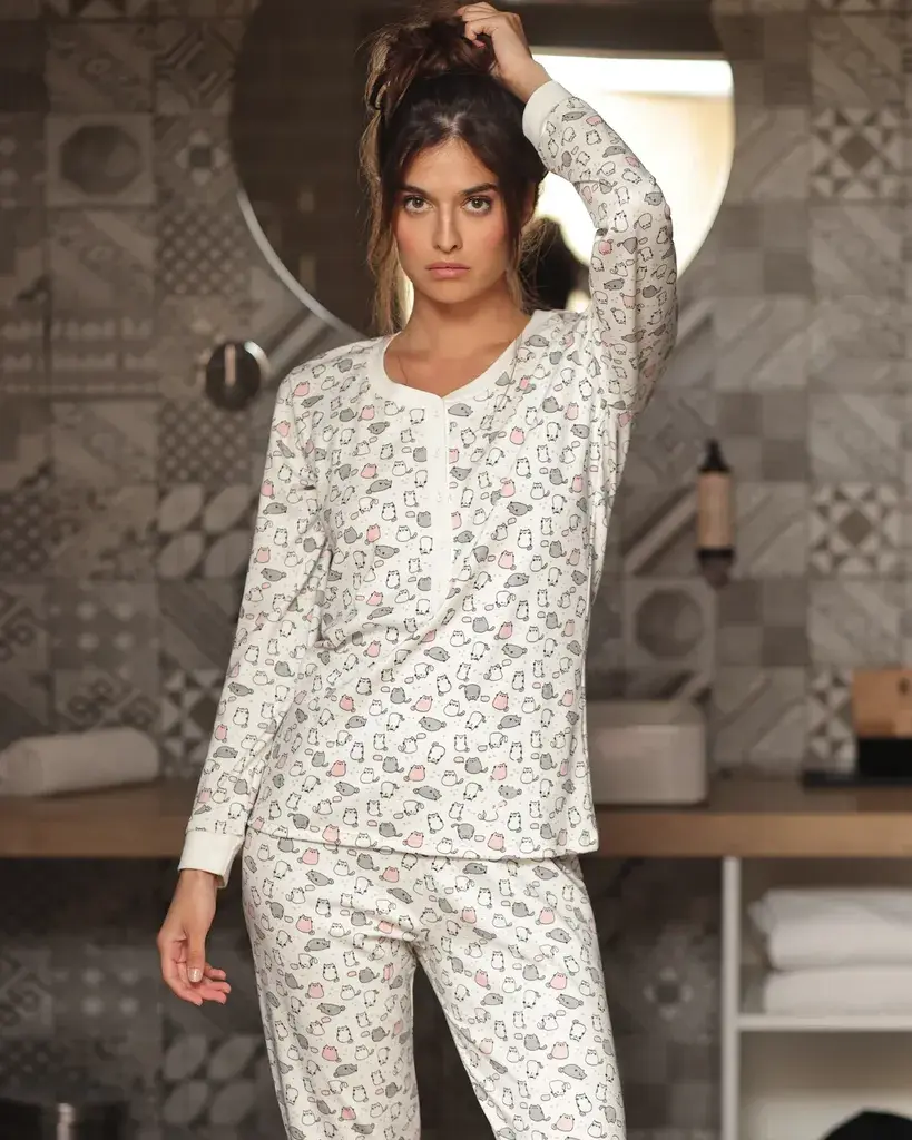 Alma Ras Ženska pidžama Leonora, Dug rukav, Bijela