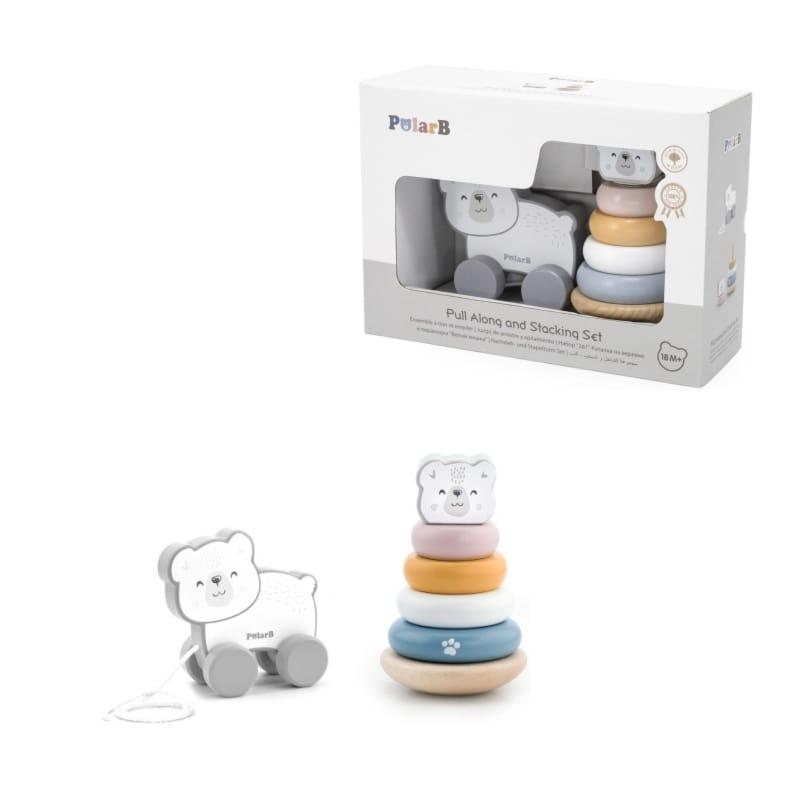 Viga Drvena slagalica i igračka na povlačenje Polarni medo, Bijela