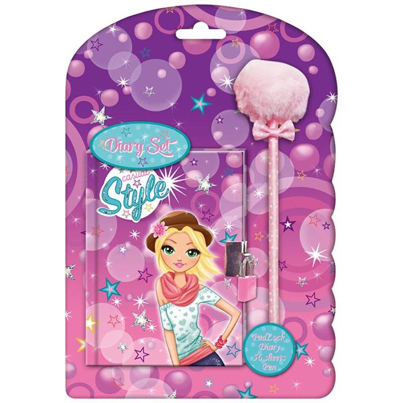 Set Dnevnik Super Star i olovka BP64-0703, Roze