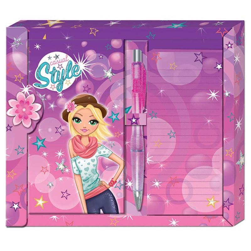 Super Star set Dnevnik i hemijska olovka M-U480703, Roze