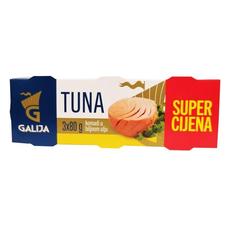 Galija Tuna komadi u biljnom ulju, 3x80 g