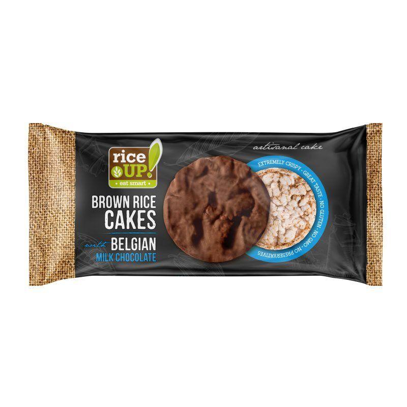 Rice Up Smeđe rižine tortice mliječna belgijska čokolada, 90 g