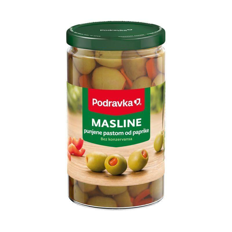 Podravka Zelene masline s paprikom, 350 g