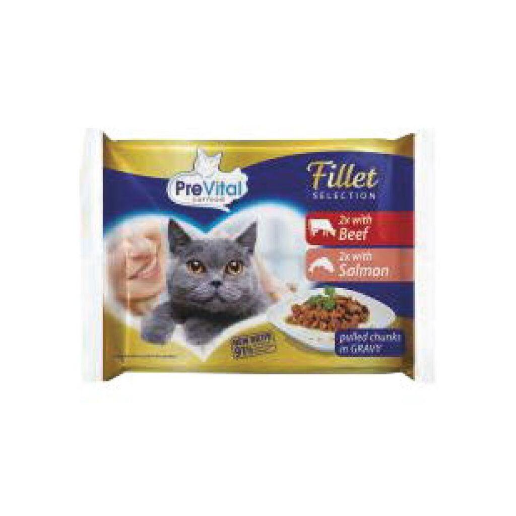 Prevital  Vlažna  hrana za mačke,Govedina, Losos, 340 g