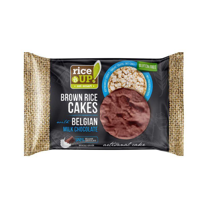 Rice Up Smeđe rižine tortice mliječna belgijska čokolada, 30 g