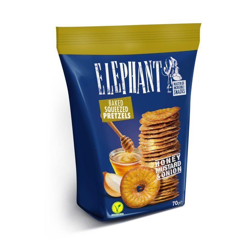Elephant Čips Snack med, senf i luk, 70 g
