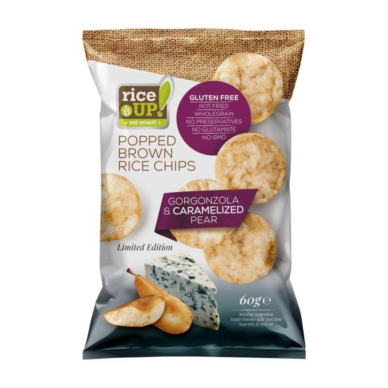 Rice Up Smeđi rižin čips gorgonzola i kruška, 60 g
