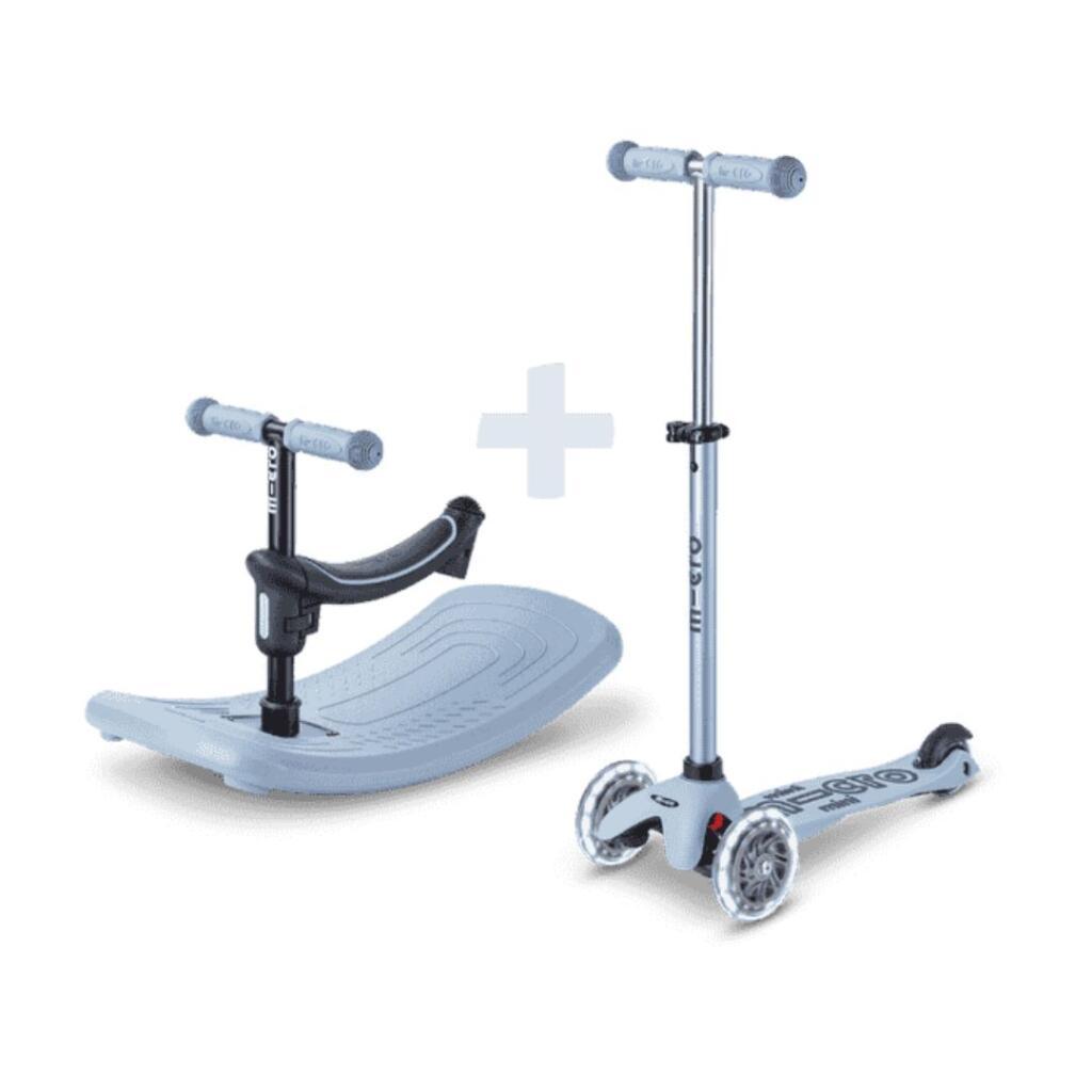Micro Dječiji trotinet Mini Deluxe Rock & Go LED, Sivi