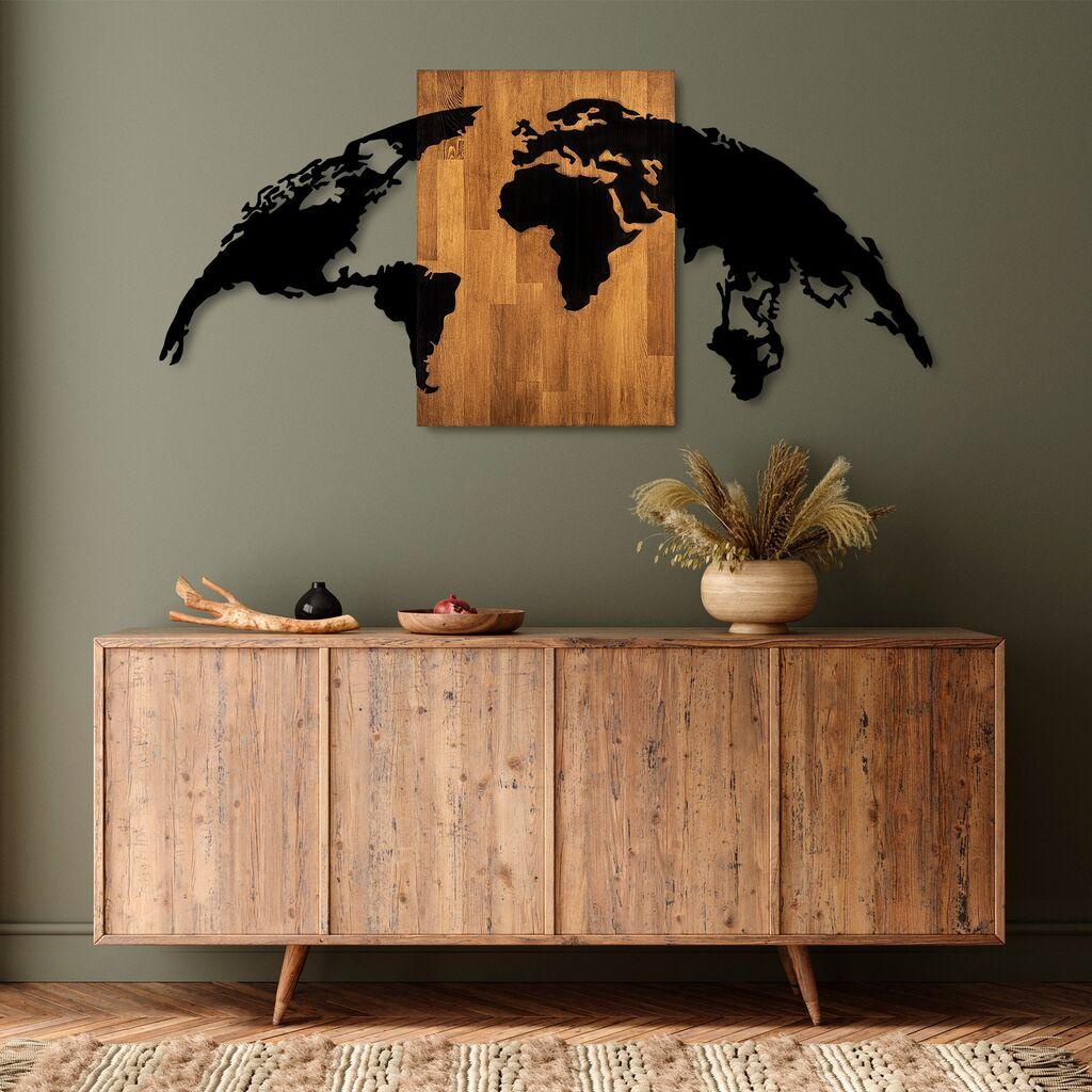 Wallity Zidna dekoracija Mapa svijeta 20, 70x150cm, Hrast