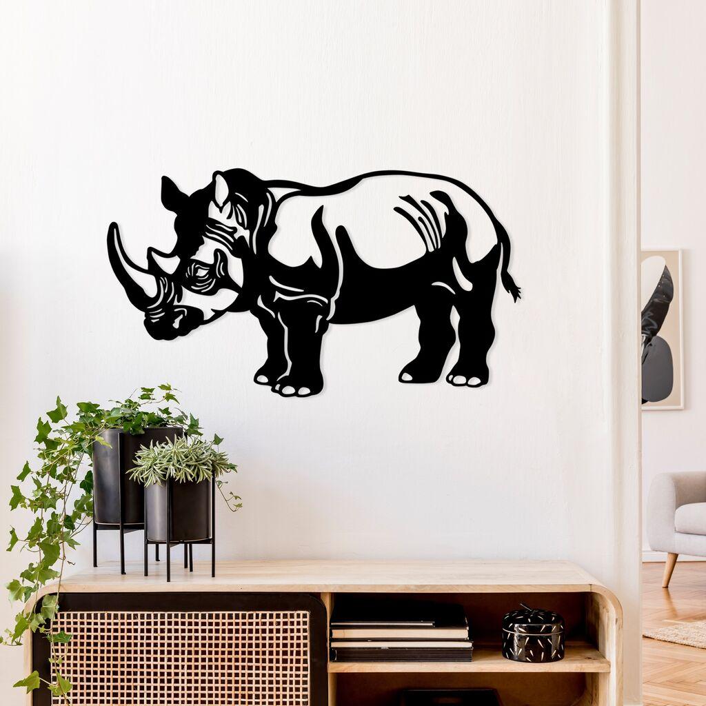 Wallity Zidna dekoracija Nosorog, 39x70cm, Crna