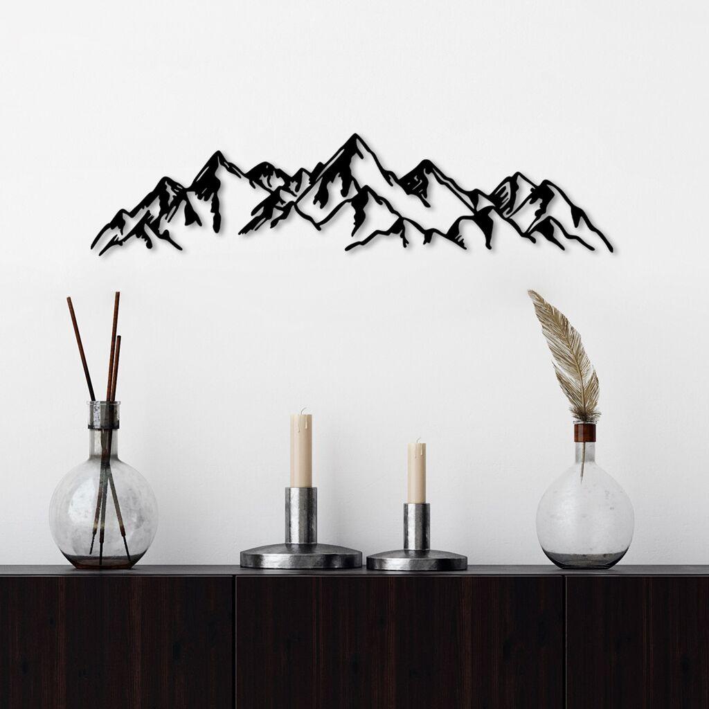 Wallity Zidna dekoracija Pogled na planine-1, 62x14cm, Crna