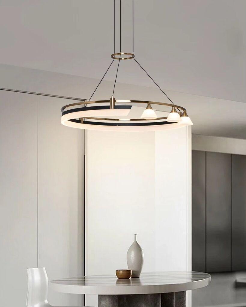 Opviq Luster 5707-1A, 43cm, Visina: 120cm, 3000K, 2400lm, Zlatno-crna boja