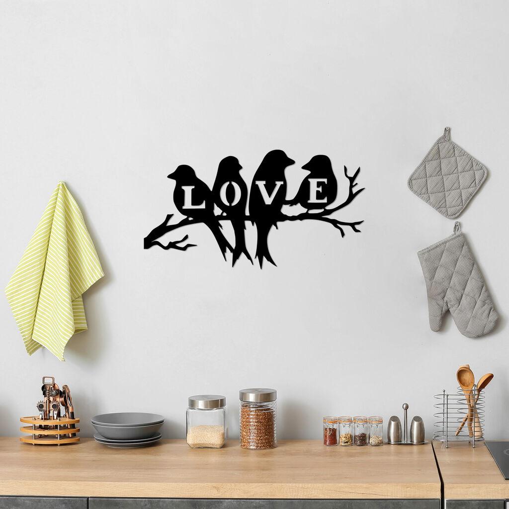 Wallity Zidna dekoracija Ptice Ljubav-522, 37x68cm, Crna