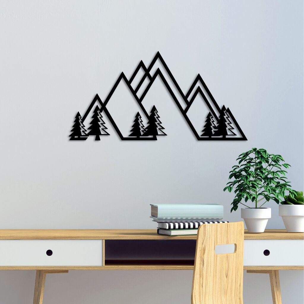 Wallity Zidna dekoracija Planina-v1, 70x35cm, Crna